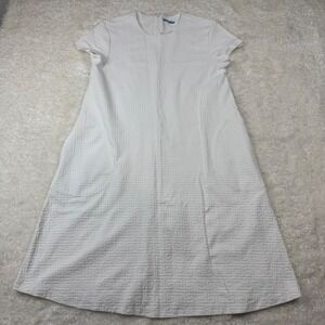 J.McLaughlin Catalina Cloth A-Line Dress Small White Greek Key‎ Textured Pockets